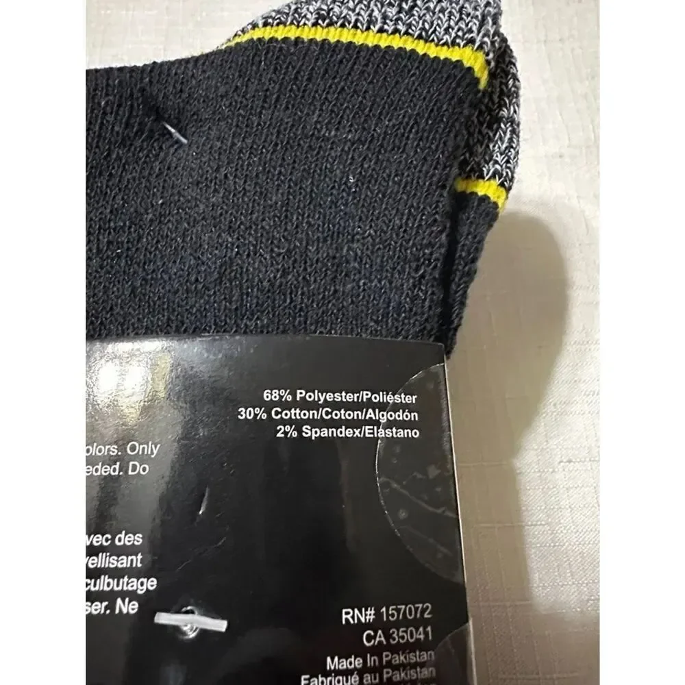WEARPROOF Black Heather White Yellow Stripe Cotton Blend Work Socks 3 pack